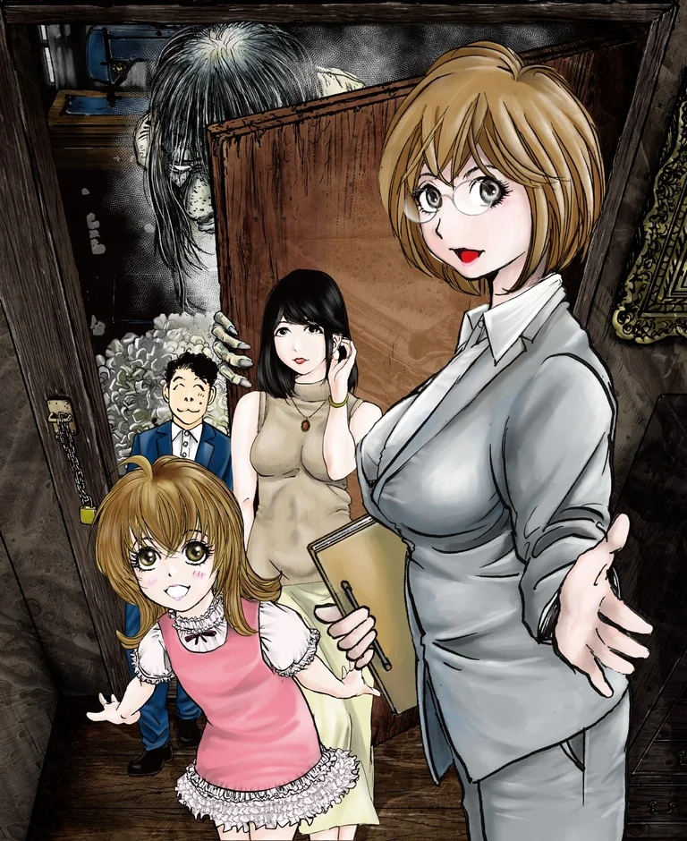 複数の登場人物と幽霊が描かれたイラスト