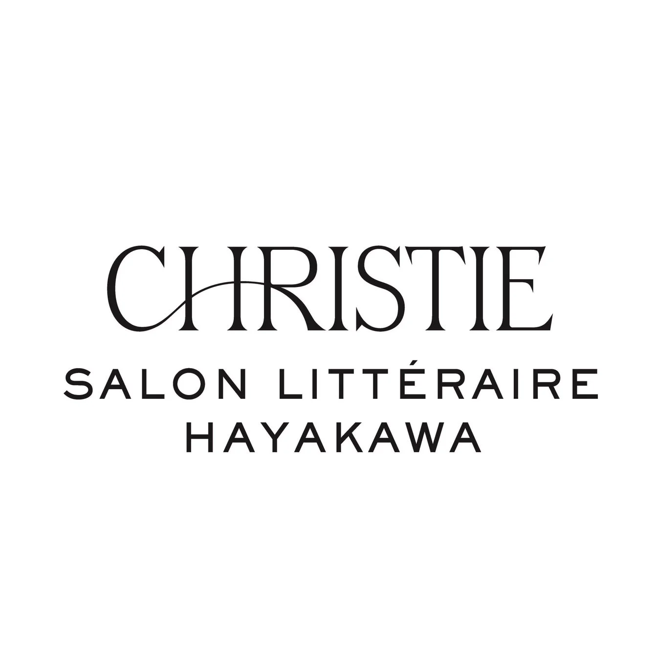 白背景に黒い文字で「CHRISTIE SALON LITTÉRAIRE HAYAKAWA」と書かれたロゴデザイン